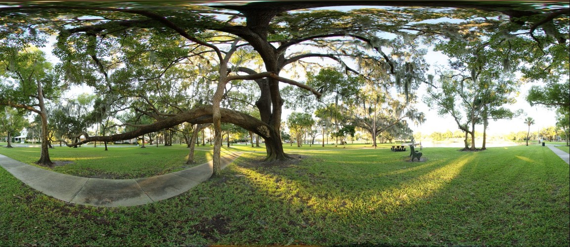 Under Live Oak Tree, Craig Park, Tarpon Springs, Florida - Full Spherical Panorama