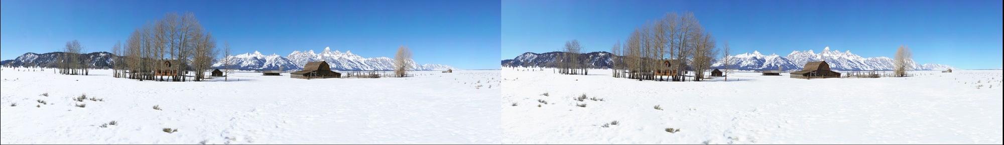 Mormon Row Homestead, Grand Tetons, Stereo-3D