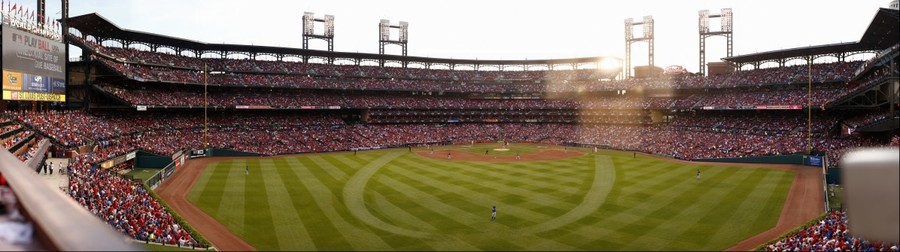 Busch Stadium Night Game Panoramic - Saint Louis Canvas Print