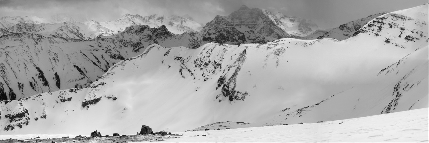 Pyramid Peak from Baldy Mountain, Snowmass Colorado Black and White