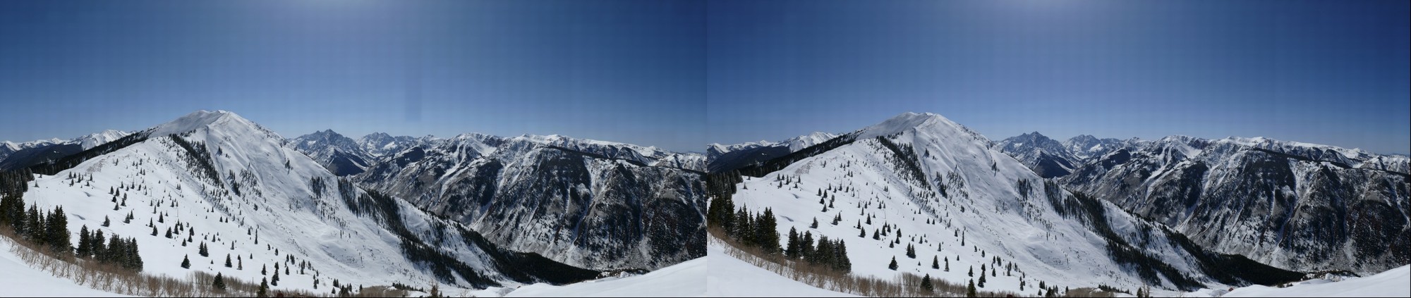 Aspen Highlands Maroon Bowl in 3D-Stereo with Pryamid Peak, Maroon Bells, and Hayden Peak